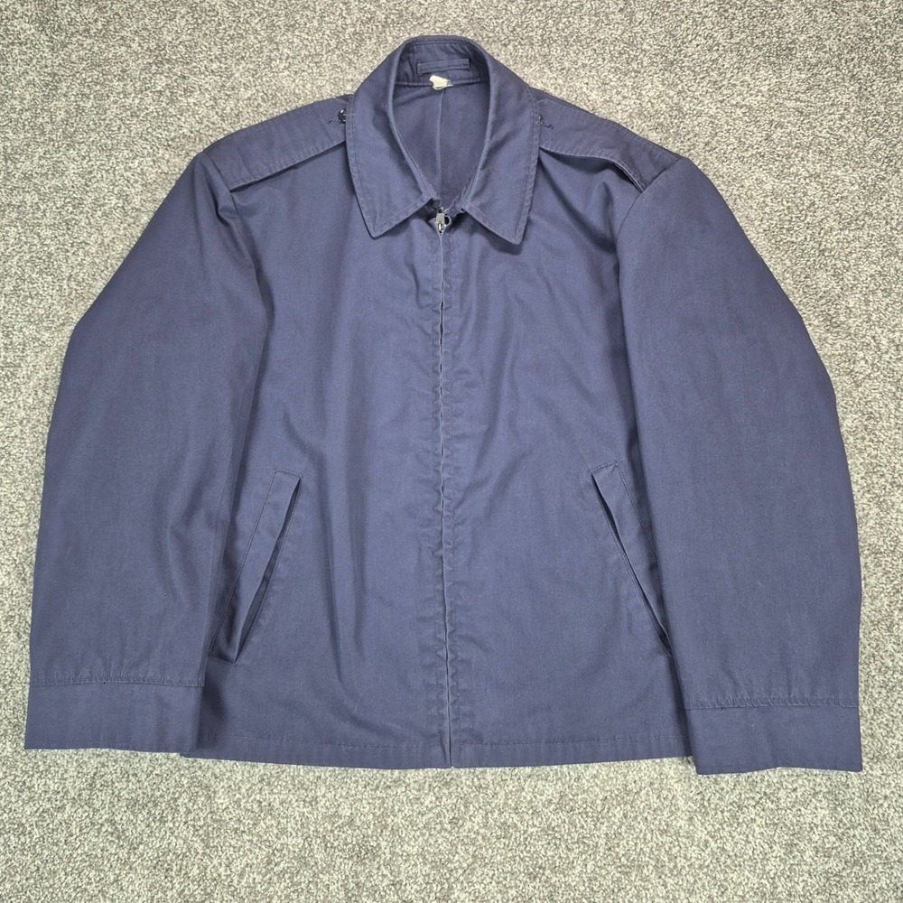 Vintage 70s US Air Force Jacket Mens 36S Navy Blue Utility Poplin USAF Military